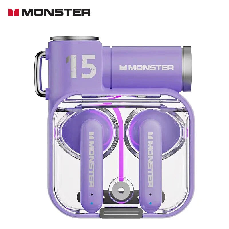 Monster XKT15 Bluetooth 5.3 TWS Gaming Kopfhörer – RGB Flip-Cover, Niedrige Latenz
