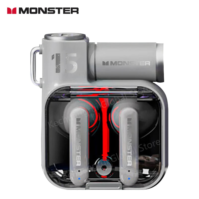 Monster XKT15 Bluetooth 5.3 TWS Gaming Kopfhörer – RGB Flip-Cover, Niedrige Latenz