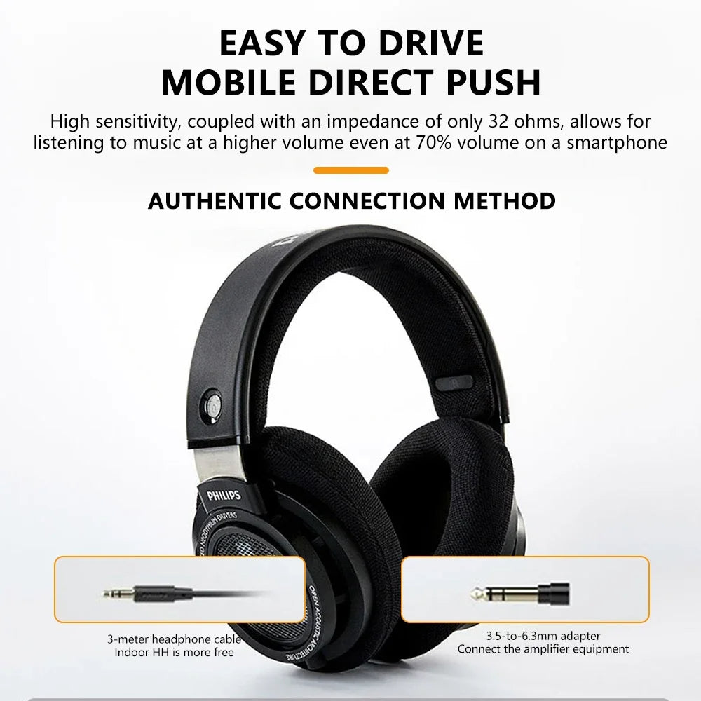Philips SHP9500 Over-Ear HiFi Stereo Kopfhörer – Offenes Design – Schwarz
