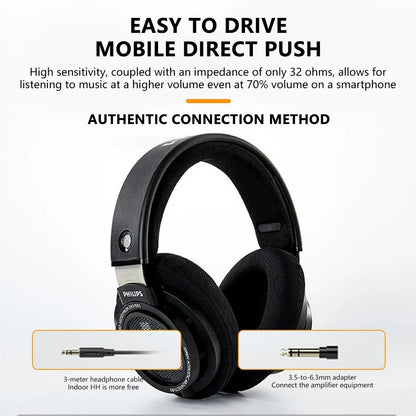 Philips SHP9500 Over-Ear HiFi Stereo Kopfhörer – Offenes Design – Schwarz
