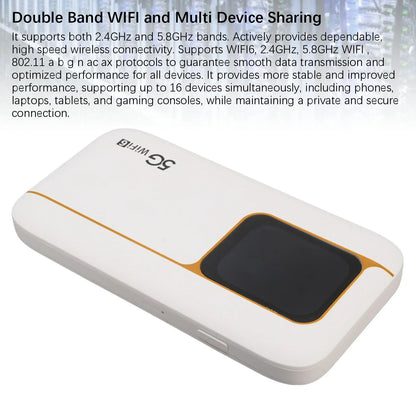 5G Hotspot mit Akku 5G WiFi 6 Mobiler WLAN-Router 7000 mAh 2,7GB/s