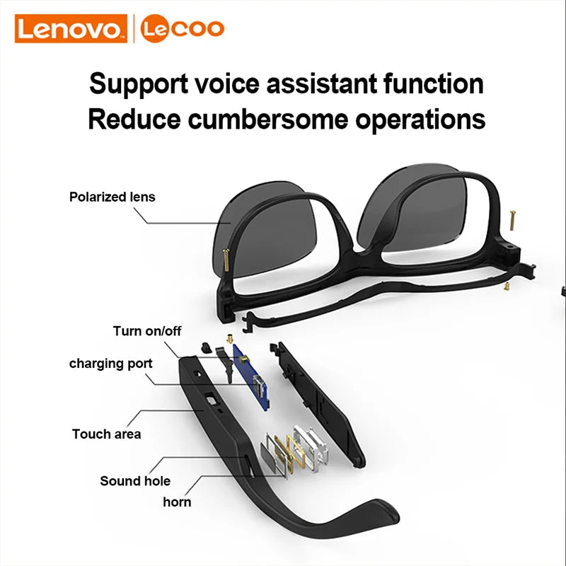 Lenovo Lecoo C8 Smart Brille Musik Lautsprecher Headset drahtlose Bluetooth Sonnenbrille Outdoor Sport Kopfhörer UV-Schutz