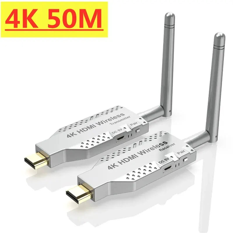 50M 4K Wireless HDMI Extender – Video-Sender & Empfänger | HDMI-Adapter für TV, Projektor, PC, DVD & mehr